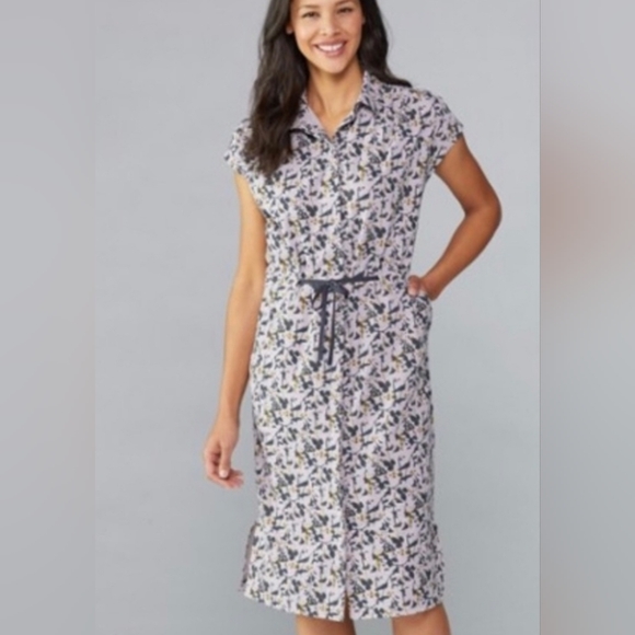 REI Cooperative Sun Up Shirt Dress Light Purple Abstract Floral XS - Picture 1 of 12